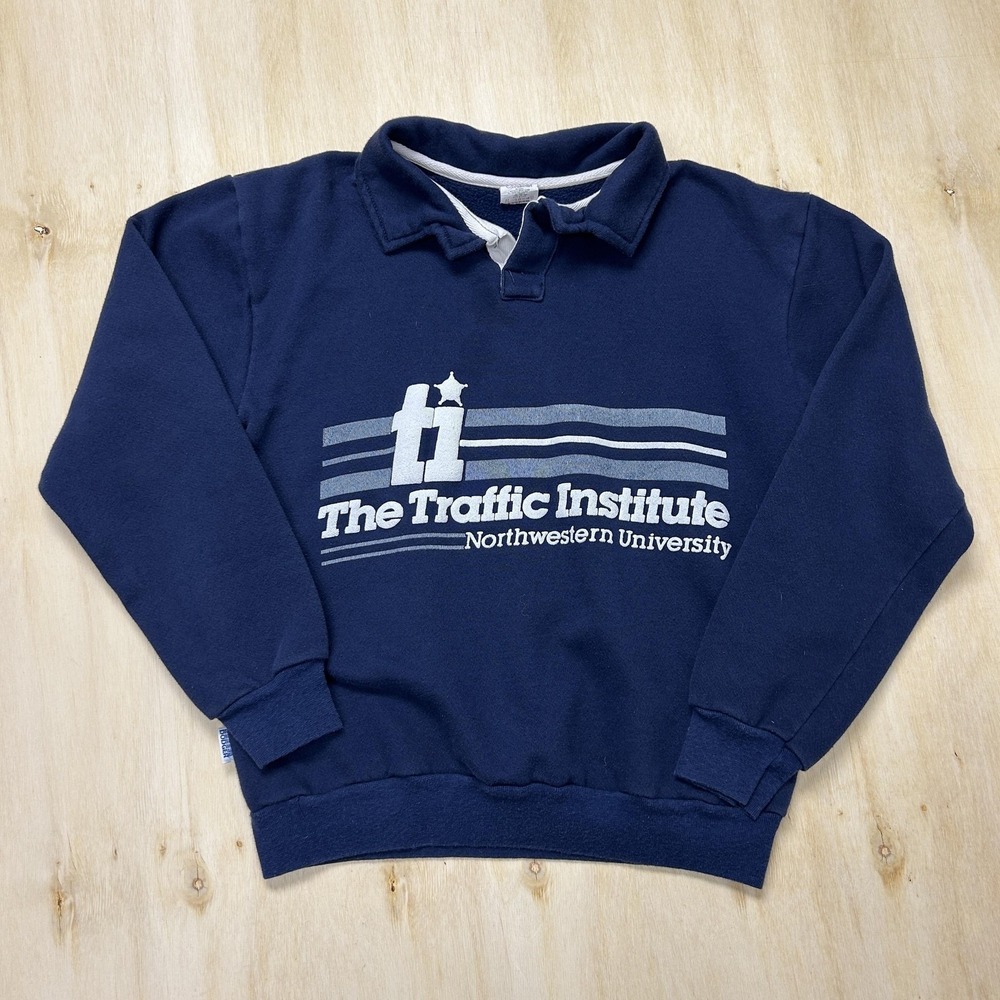 Vintage 80s Northwestern Traffic Institute Sweatshirt Mens Medium Blue Dodger